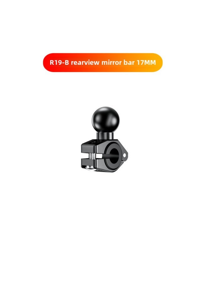 Sports Camera Adapter Ball Head 25mm Mobile Phone Bracket Pipe Clamp Fixed Base One Inch Double Ball Head Bar Accessories-Color:R19B Rearview Mirror Bar Seat 17mm - Image 1