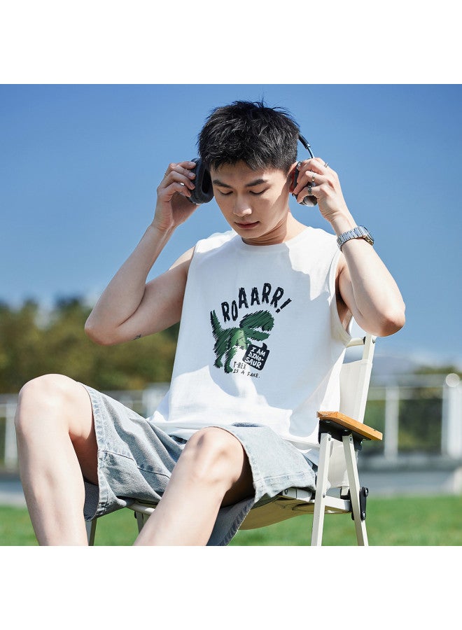 TonLion 2025 Men's Vest Sleeveless Summer Casual Tank Top With Front Graphic Print - Image 4