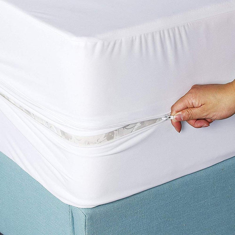 Roysmart Zipped Waterproof Cot Mattress Protector 120 x 60cm with Zip Cot Sheet Zip Up Mattress Cover Encasement Baby Toddler Cot Bed Protector All Round Protection 15cm Deep Fitted (Cot bed 60x120cm+15cm) - Image 1
