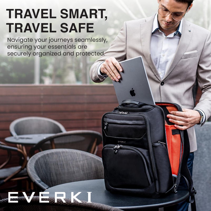 Everki Everki Onyx – Premium laptop backpack for notebooks up to 15 inch with patented corner-guard protection system, trolley handle pass-through, RFID protection, hard-shell quick-access sungl case  - Image 2