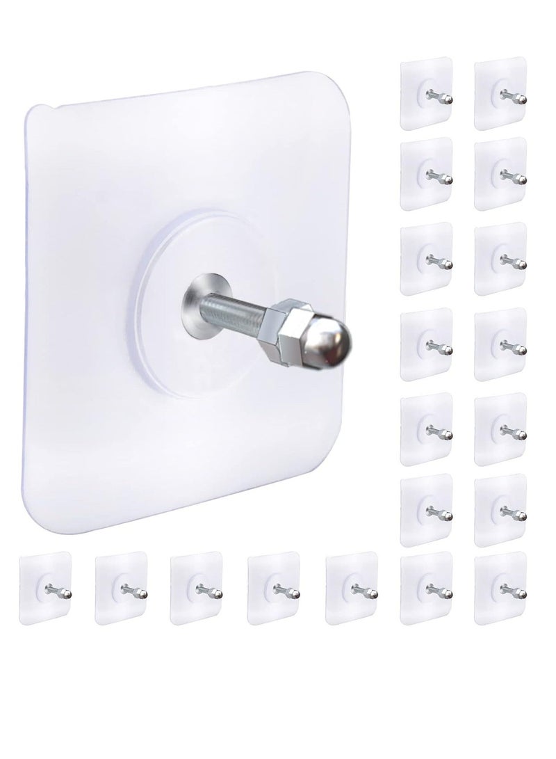 HOMESTAR 20 PCS Adhesive Hooks Heavy Duty, Wall for Hanging,Wall Hangers without Nails,2 in 1 Screw Free Sticker Mount Shelf,Waterproof Rustproof (16mm) - Image 1