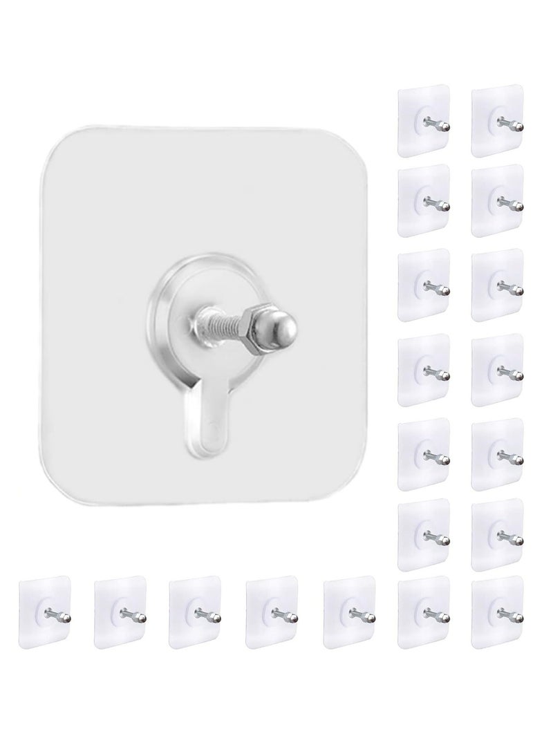 HOMESTAR 20 PCS Adhesive Hooks Heavy Duty, Wall for Hanging,Wall Hangers without Nails,2 in 1 Screw Free Sticker Mount Shelf,Waterproof Rustproof (16mm) - Image 2
