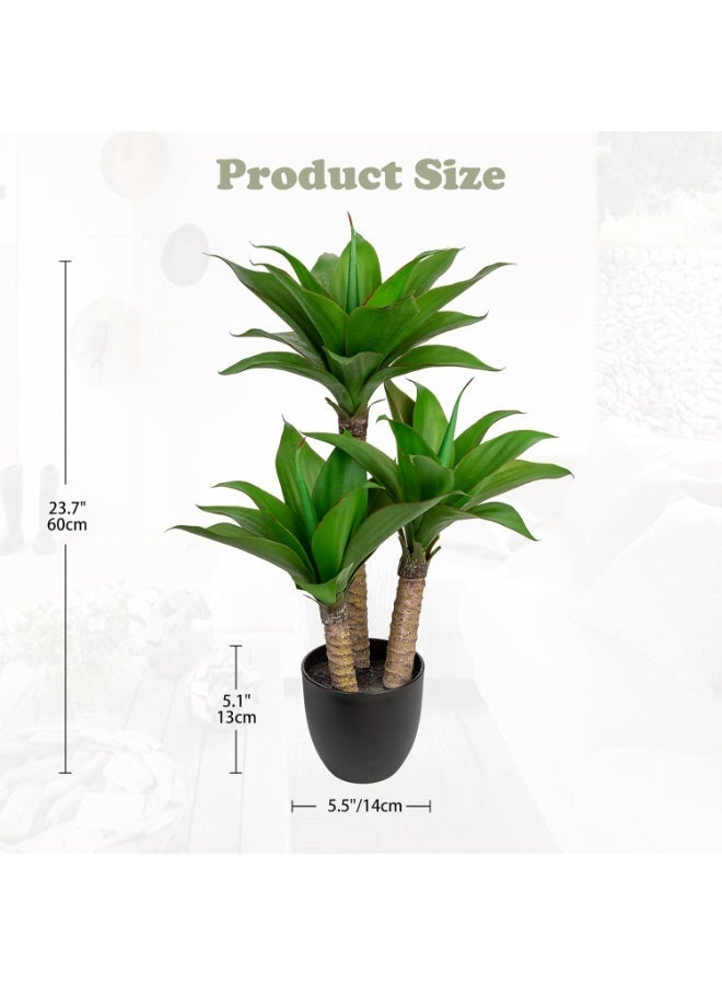 LATIFA 23.7'' Realistic Artificial Agave Plants, 3 Faux Agave in Black Pot for Home Decor - Image 2