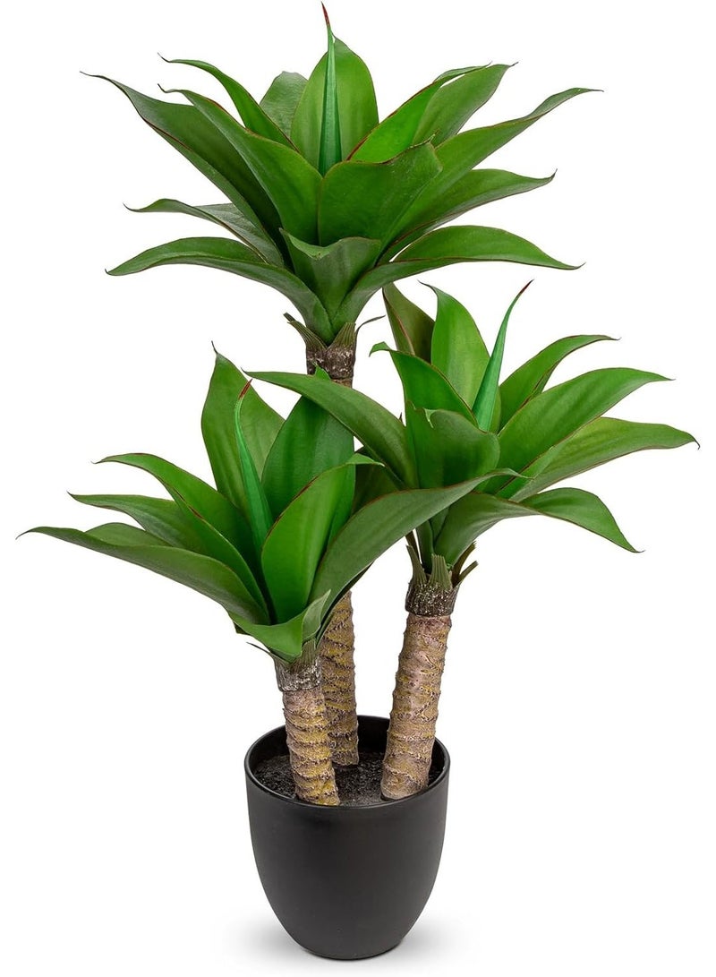 LATIFA 23.7'' Realistic Artificial Agave Plants, 3 Faux Agave in Black Pot for Home Decor - Image 1