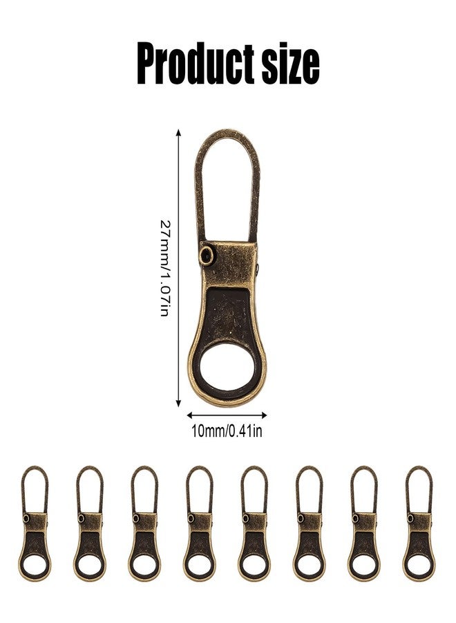 NQEUEPN 8pcs Zipper Pull Replacement, Zipper Pullers Detachable Zipper Tab Repair Handle Mend Fixer Zip Head Metal Pull Cord Extender for Clothing Backpack Jackets Pants Boots Luggage (Bronze) - Image 2