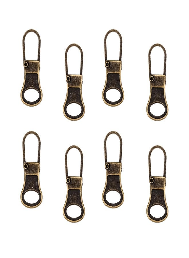 NQEUEPN 8pcs Zipper Pull Replacement, Zipper Pullers Detachable Zipper Tab Repair Handle Mend Fixer Zip Head Metal Pull Cord Extender for Clothing Backpack Jackets Pants Boots Luggage (Bronze) - Image 1
