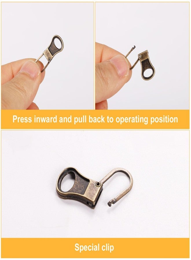 NQEUEPN 8pcs Zipper Pull Replacement, Zipper Pullers Detachable Zipper Tab Repair Handle Mend Fixer Zip Head Metal Pull Cord Extender for Clothing Backpack Jackets Pants Boots Luggage (Bronze) - Image 4