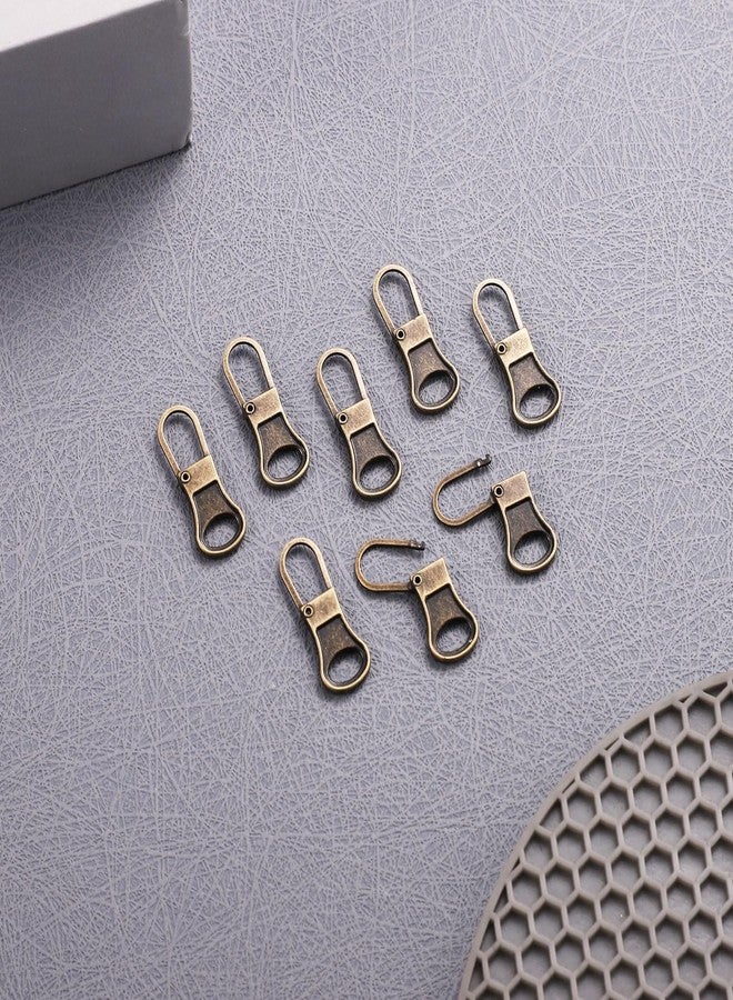 NQEUEPN 8pcs Zipper Pull Replacement, Zipper Pullers Detachable Zipper Tab Repair Handle Mend Fixer Zip Head Metal Pull Cord Extender for Clothing Backpack Jackets Pants Boots Luggage (Bronze) - Image 3