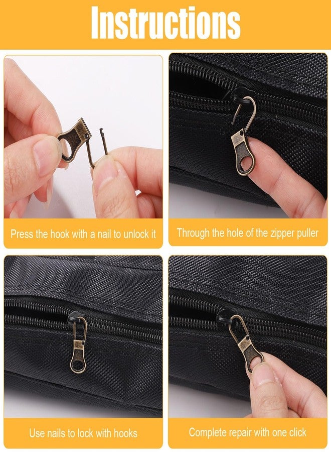 NQEUEPN 8pcs Zipper Pull Replacement, Zipper Pullers Detachable Zipper Tab Repair Handle Mend Fixer Zip Head Metal Pull Cord Extender for Clothing Backpack Jackets Pants Boots Luggage (Bronze) - Image 5