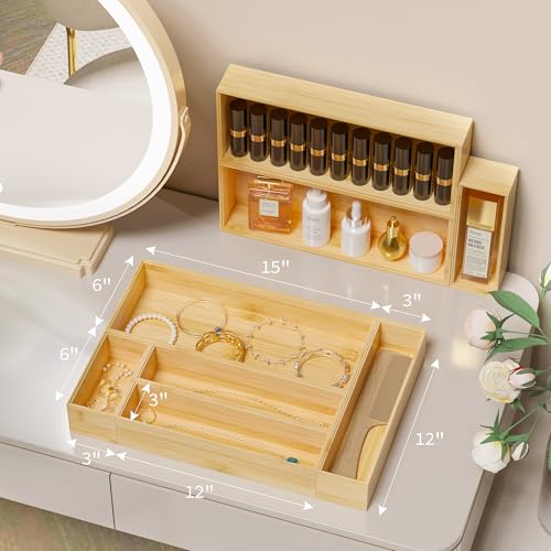 Greatseas Kitchen Drawer Organizer Tray, Stackable Bamboo Deep Drawer Organizer for Large Silverware, Utensils, Cutlery, Flatware,Junk Drawer, Dresser, Bathroom, 17" x 6" x 2.5" (Set of 2) - Image 4
