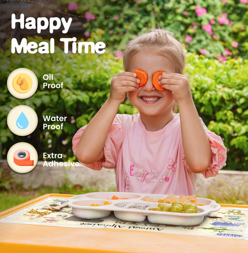 KIDDYKORNERZ 40 Pack Waterproof Disposable Placemats for Baby, Place mats for Kids, Toddler - Kids Placemats for Dining Table Tyke, Restaurants, and Travel (Animal Alphabet Theme) - Image 4