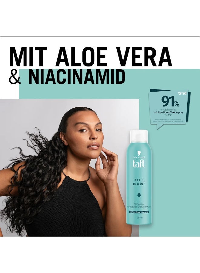 Schwarzkopf TAFT Aloe Boost Texture Spray 150 ml | Volumizing & Wave-Enhancing Hair Spray with Aloe Vera & Niacinamide | Silicone-Free, Vegan, PETA Certified - Image 3