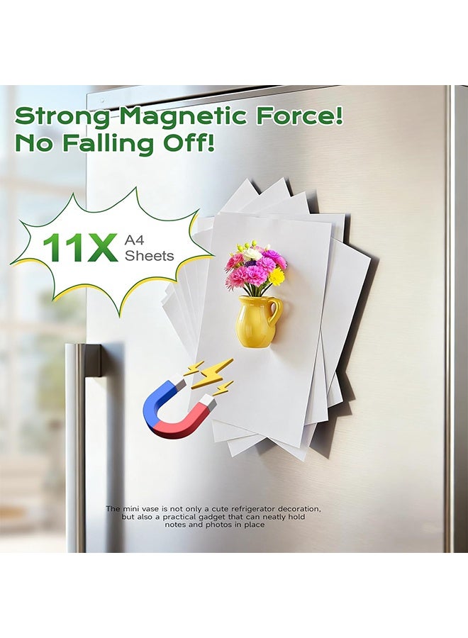 جي دي 3 قطع من مغناطيسات الثلاجة على شكل مزهريات سيراميك صغيرة لطيفة، مغناطيسات ثلاثية الأبعاد لأصص النباتات مع زهور صناعية، ديكور مغناطيسي قوي للثلاجة للمطبخ والمكتب والخزانة، مجموعة هدايا ديكور مميزة - Image 4