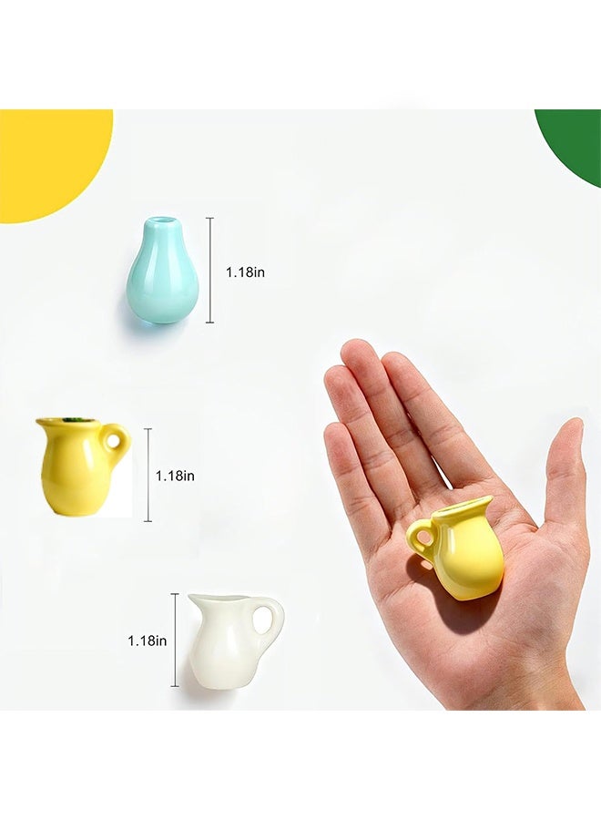 جي دي 3 قطع من مغناطيسات الثلاجة على شكل مزهريات سيراميك صغيرة لطيفة، مغناطيسات ثلاثية الأبعاد لأصص النباتات مع زهور صناعية، ديكور مغناطيسي قوي للثلاجة للمطبخ والمكتب والخزانة، مجموعة هدايا ديكور مميزة - Image 2