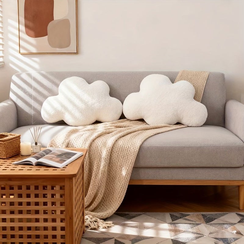 وسادة "White XL Cloud Hug Pillow" 4 في 1، وسادة ناعمة، بطانية أريكة - Image 1