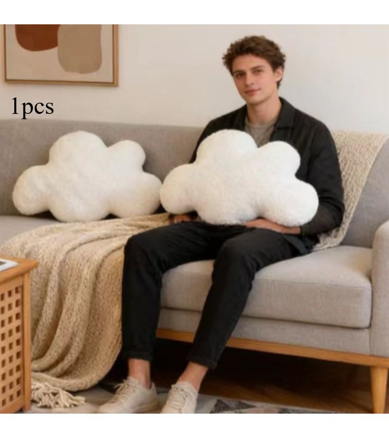 وسادة "White XL Cloud Hug Pillow" 4 في 1، وسادة ناعمة، بطانية أريكة - Image 3
