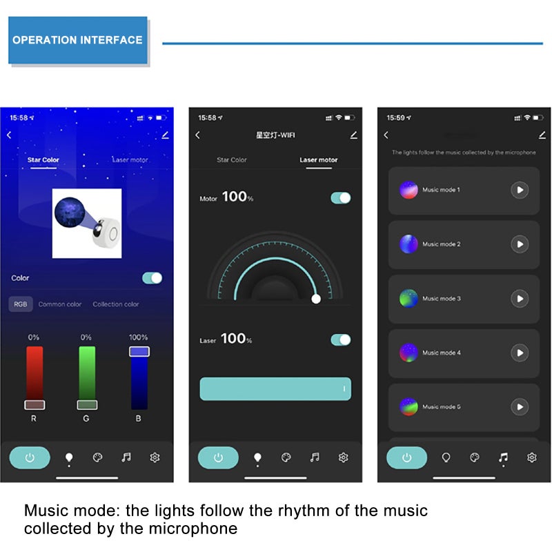 app control music rhythm starry sky projection light nebula atmosphere rhythm light colorful intelligent small night light - Image 2