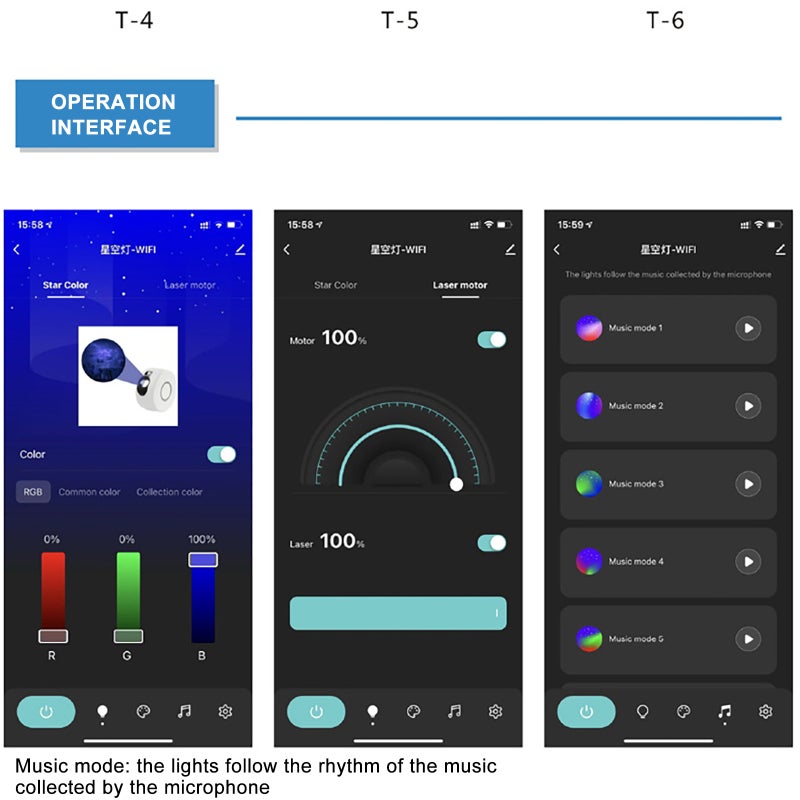 app control music rhythm starry sky projection light nebula atmosphere rhythm light colorful intelligent small night light - Image 5