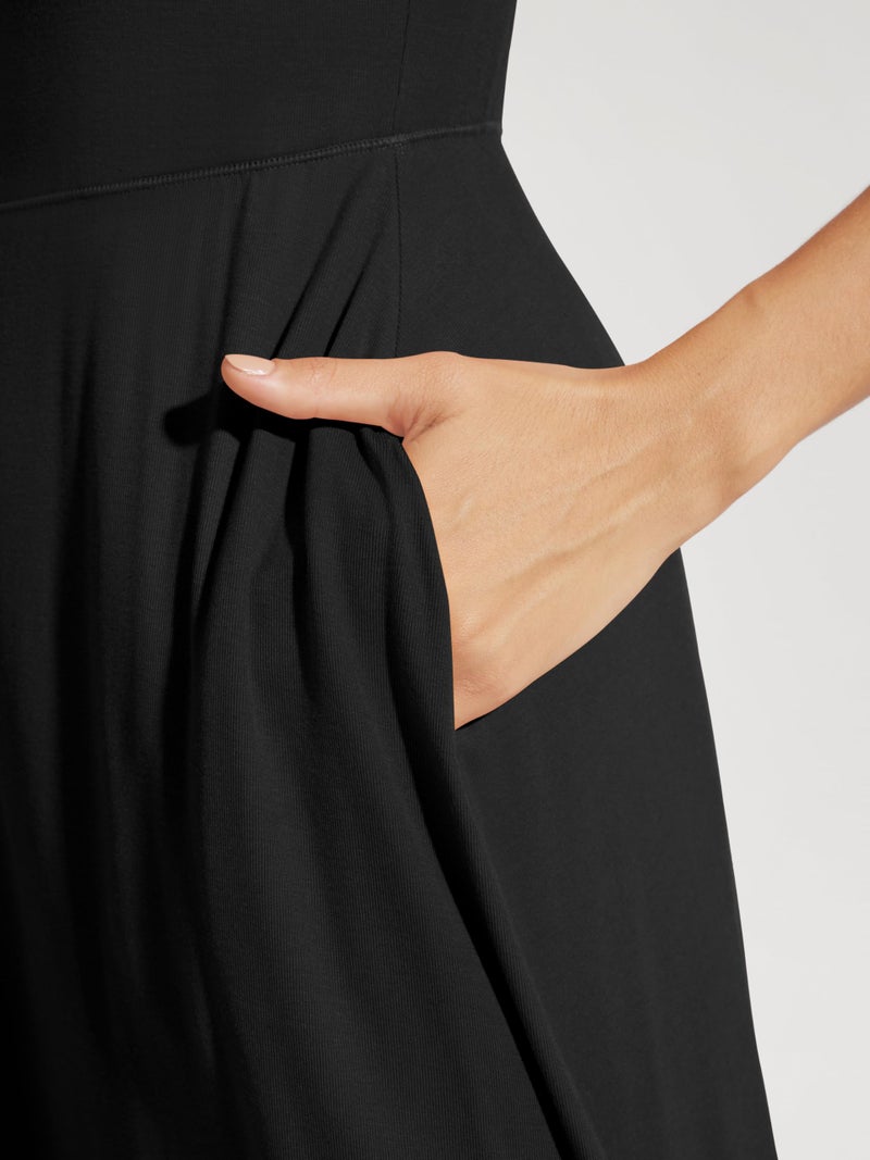 ODODOS Square Neck Midi Dress with Pockets for Women Summer Casual Sleeveless Sundress Flare Tank Dress, Black, Medium - Image 5
