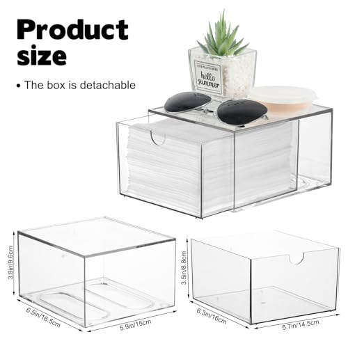 FMOACEN Disposable Face Towel Holder Plastic Face Towels Storage Box with Drawer Stackable Organizer for Clean Skin Club Face XL Towels Towel Containers Skincare Oragnizer for Vanity Bathroom Organization - Image 3