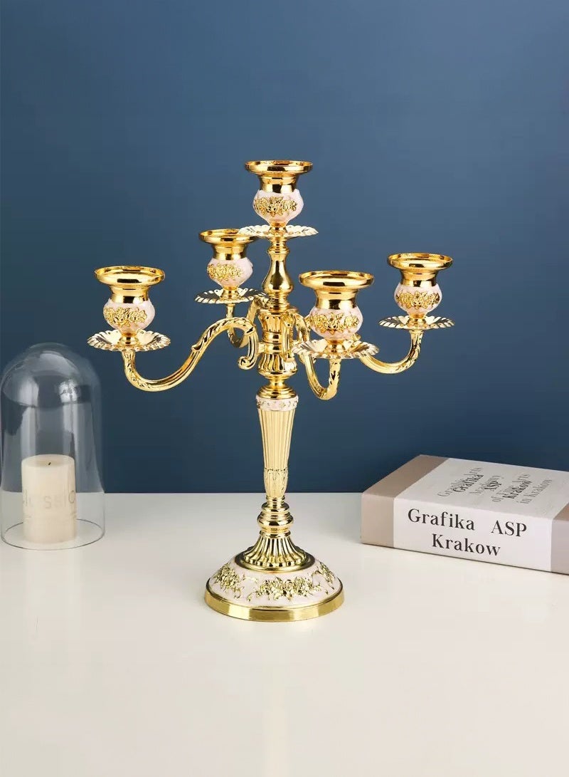 5-head gold-plated European alloy candle holder, a classic candle holder for home and hotel use - Image 3