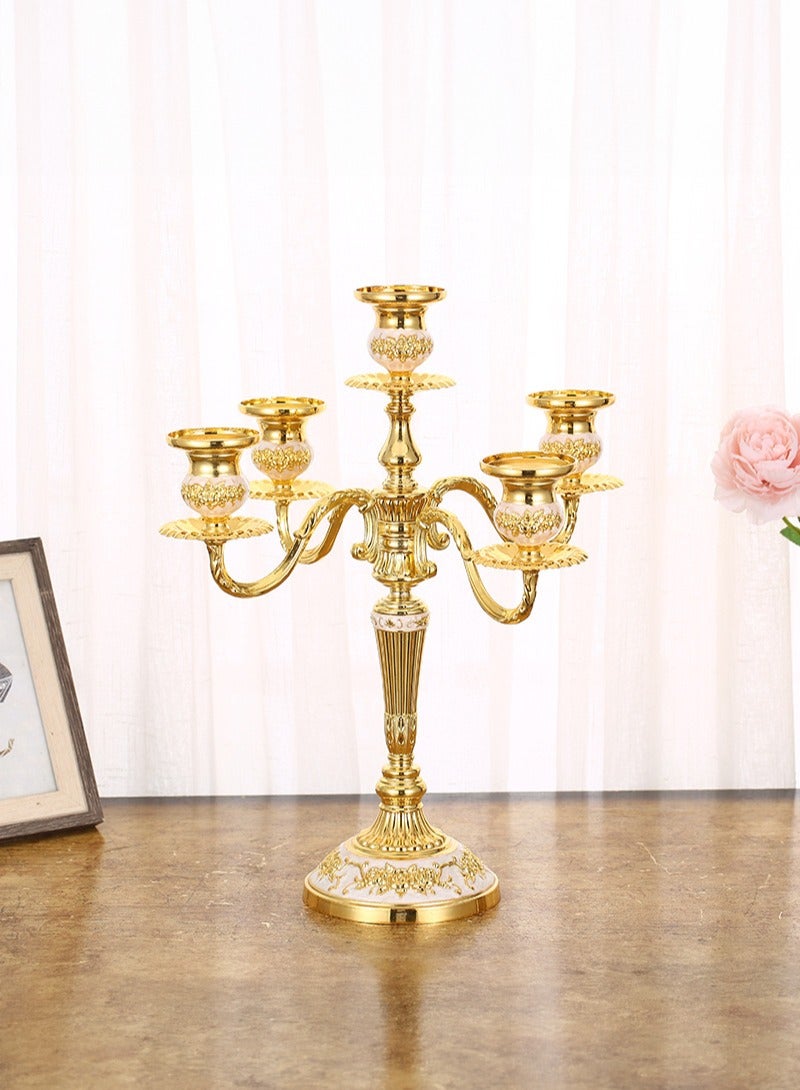 5-head gold-plated European alloy candle holder, a classic candle holder for home and hotel use - Image 1