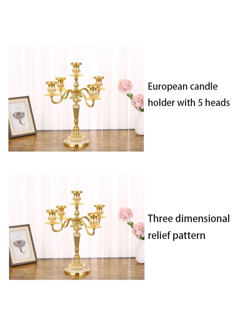 5-head gold-plated European alloy candle holder, a classic candle holder for home and hotel use - Image 2