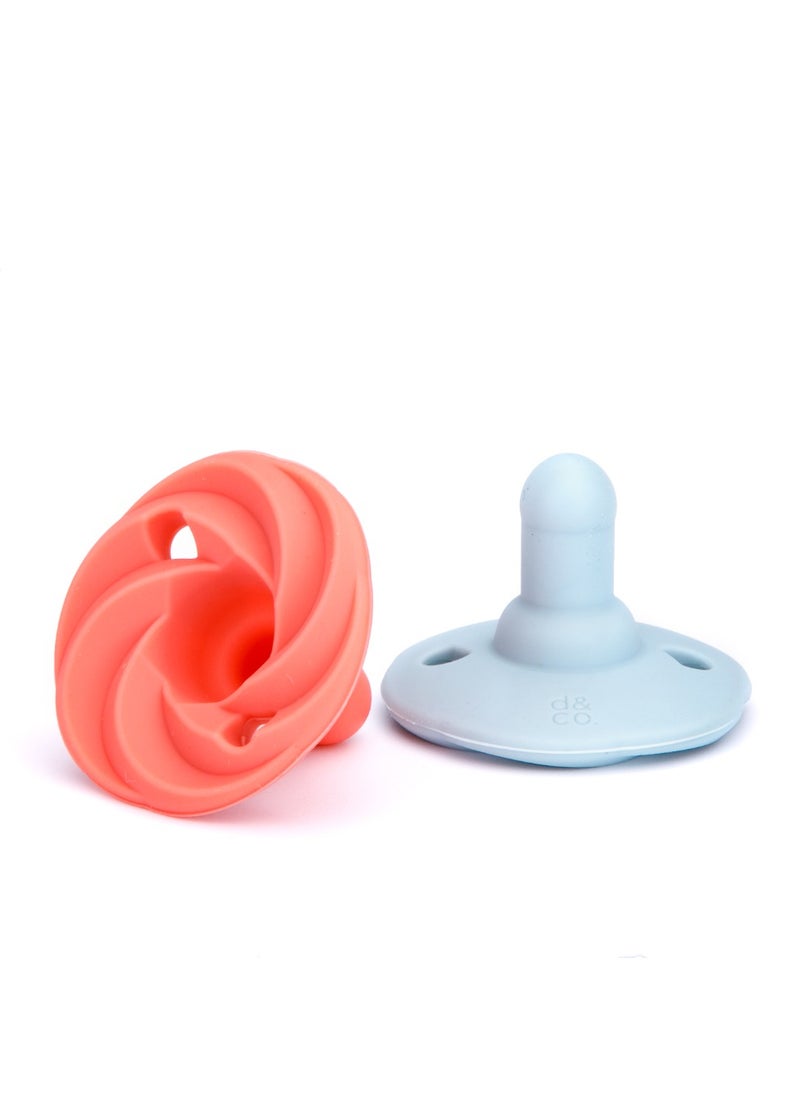 doddle & co. Doddle & Co. Baby Pacifier, Natural Shape, 100% Silicone - Holland Pop Pacifier (3m+) - Peach/Cloud9  - Image 1
