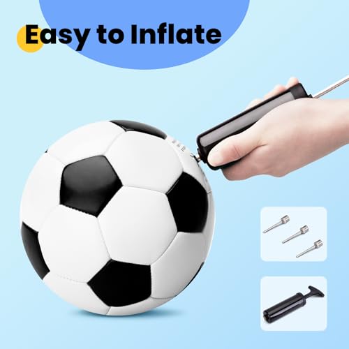 INPODAK Toddler Soccer Ball Size 3, Black and White Classic Balls for Kids 2-8 with Pump, Mesh Bag Great Gift for Birthdays Parties - Image 5