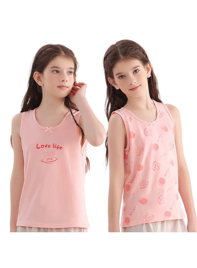 LANG SHA Langsha Children's Tank Top, Girls' Summer Thin Pure Cotton Underwear Vest, Teenage Girls' Undershirt, Baby Camisole, Two-piece Set, 110 - Image 4