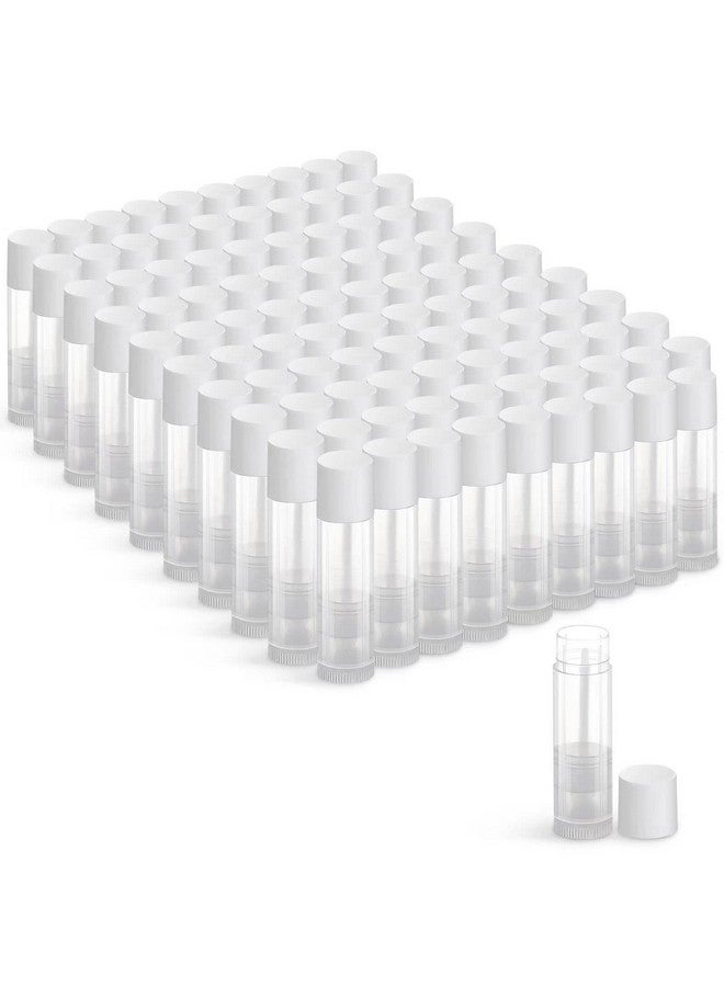 JIUZHU JIUZHU 100 Sets Empty Lip Balm Tubes Bulk Round with White Caps for DIY Lipstick homemade, 3/16 Oz (5.5 ml), Clear, BPA Free, 100 Tubes and 100 Caps - Image 1