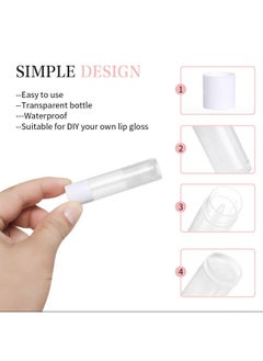 JIUZHU JIUZHU 100 Sets Empty Lip Balm Tubes Bulk Round with White Caps for DIY Lipstick homemade, 3/16 Oz (5.5 ml), Clear, BPA Free, 100 Tubes and 100 Caps  - Image 4
