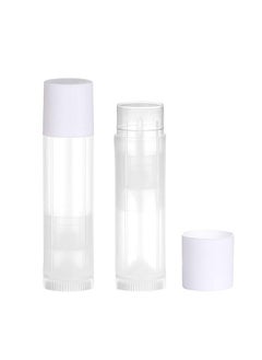 JIUZHU JIUZHU 100 Sets Empty Lip Balm Tubes Bulk Round with White Caps for DIY Lipstick homemade, 3/16 Oz (5.5 ml), Clear, BPA Free, 100 Tubes and 100 Caps  - Image 2
