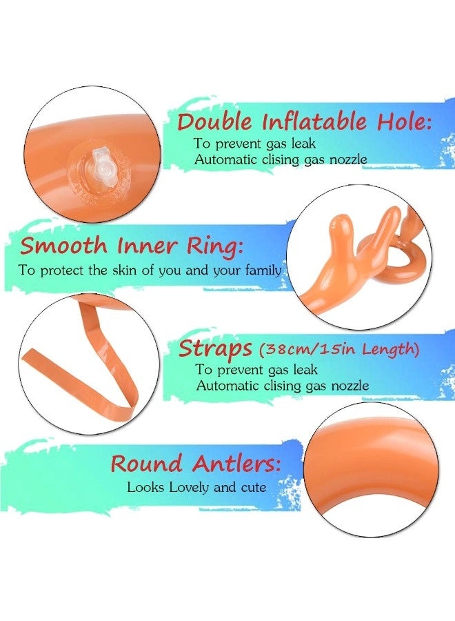 شيبشيب لعبة رمي حفلة عيد الميلاد قبعة قرن الوعل قابلة للنفخ مع حلقات للأطفال والكبار وألعاب عائلية ممتعة لعيد الميلاد (1 مضخة، 4 حلقات، 1 قرن وعل) - Image 3