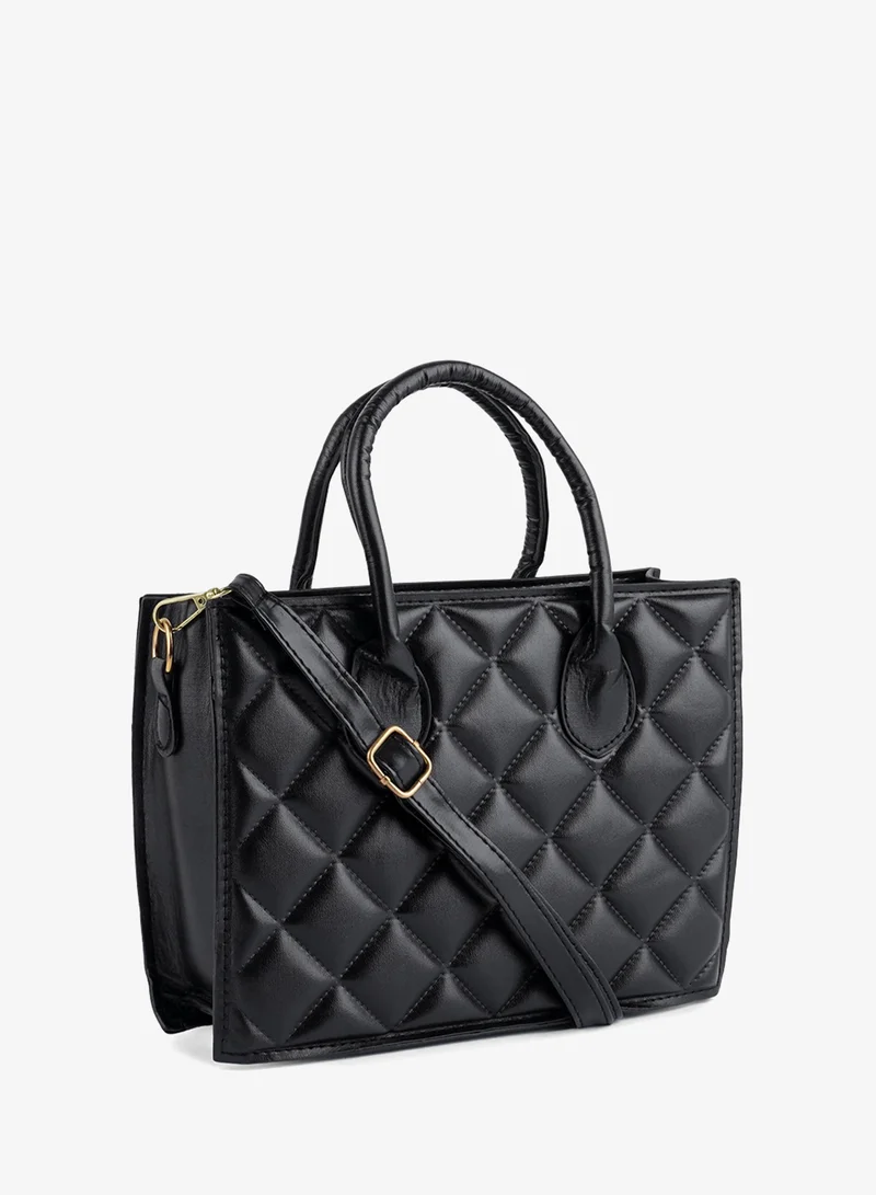 London Rag Quilted Structure Hand Bag in Black