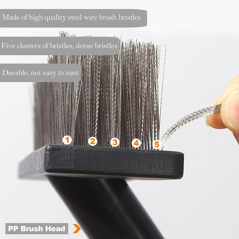BSMstone Deck Brush Steel Wire Broom with Long Handle Stiff Scrub Brushes for Cleaning Boat Patio Concrete Moss Remover - Image 3
