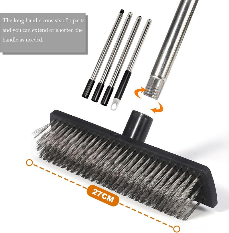 BSMstone Deck Brush Steel Wire Broom with Long Handle Stiff Scrub Brushes for Cleaning Boat Patio Concrete Moss Remover - Image 5