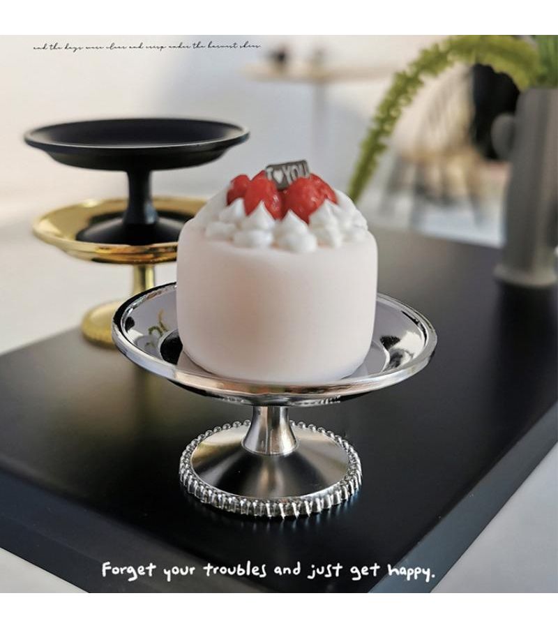 Mini Silvery Metal Fruit Snack Tray Cake Pastry Dessert Plate Decorative Ornament - Image 1