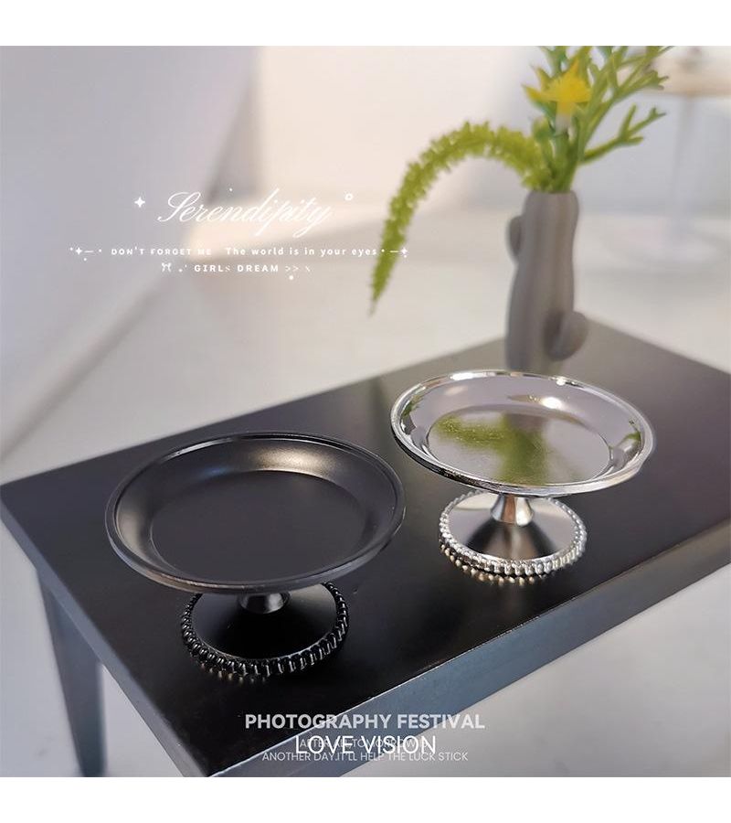 Mini Silvery Metal Fruit Snack Tray Cake Pastry Dessert Plate Decorative Ornament - Image 4