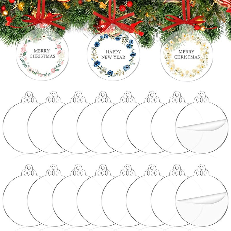 72Pc Transparent Blank Acrylic Christmas Round Decorations Christmas Tree Christmas Party Decorations Christmas Ball - Image 4
