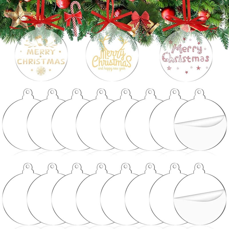 72Pc Transparent Blank Acrylic Christmas Round Decorations Christmas Tree Christmas Party Decorations Christmas Ball - Image 3