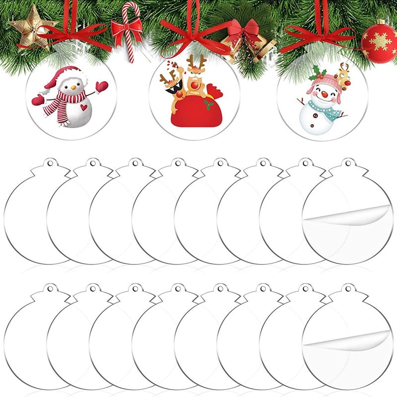 72Pc Transparent Blank Acrylic Christmas Round Decorations Christmas Tree Christmas Party Decorations Christmas Ball - Image 2