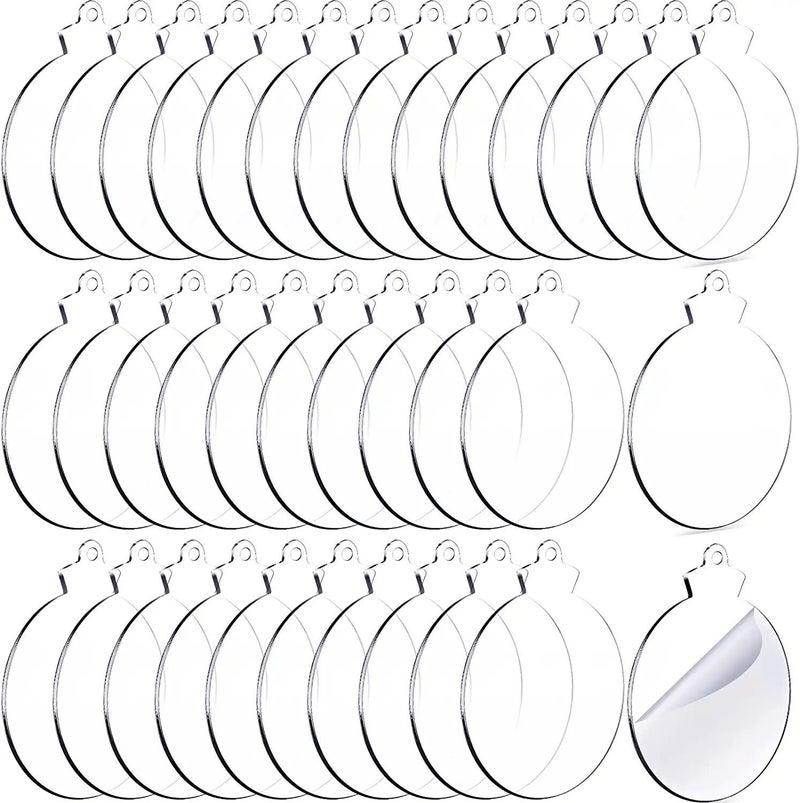 72Pc Transparent Blank Acrylic Christmas Round Decorations Christmas Tree Christmas Party Decorations Christmas Ball - Image 1