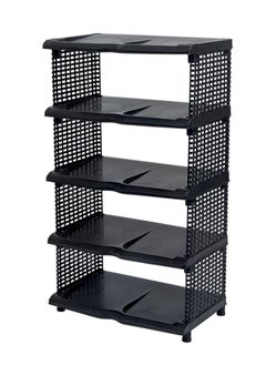 Reko 5-Tier plastic Freestanding Shoe Rack - 10 Pairs of Shoes Rack Portable shoe cabinet Shoes Storage Organizer for Entryway Cloakroom and Living Room - Black  - Image 1