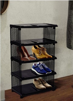 Reko 5-Tier plastic Freestanding Shoe Rack - 10 Pairs of Shoes Rack Portable shoe cabinet Shoes Storage Organizer for Entryway Cloakroom and Living Room - Black  - Image 2