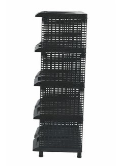 Reko 5-Tier plastic Freestanding Shoe Rack - 10 Pairs of Shoes Rack Portable shoe cabinet Shoes Storage Organizer for Entryway Cloakroom and Living Room - Black  - Image 4