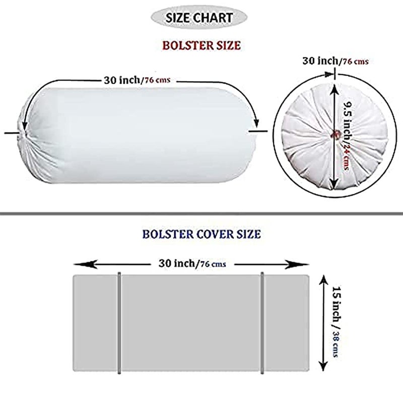 ROYAL TREND Round Bolster Bed/Sofa/Diwan Pillow | Light, Soft & Fluffy for Neck & Back Support | Washable Breathable, Durable | | White, Pack of 2 [16" x 34"] - Image 5