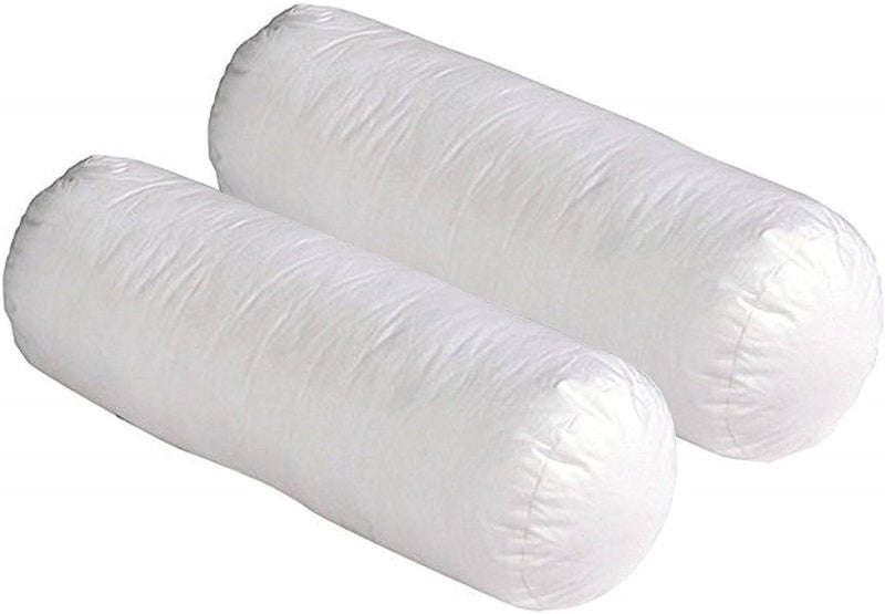 ROYAL TREND Round Bolster Bed/Sofa/Diwan Pillow | Light, Soft & Fluffy for Neck & Back Support | Washable Breathable, Durable | | White, Pack of 2 [16" x 34"] - Image 1