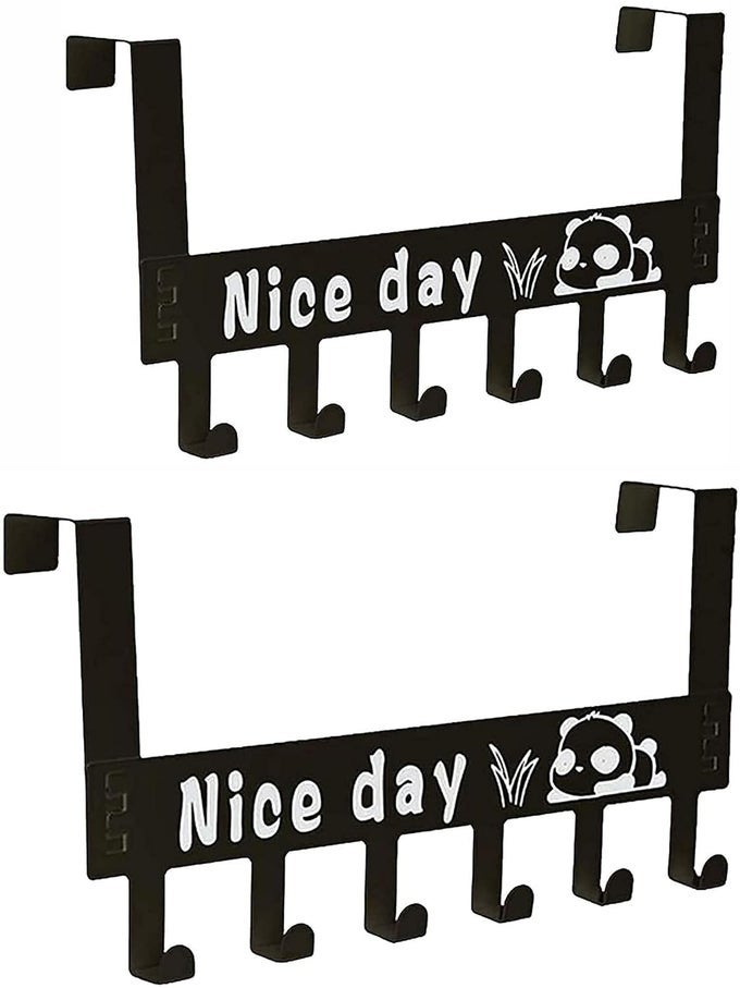 PACK OF 2 HEAVY DUTY CARBONMETAL OVER DOOR HANGER FOR CLOTHS DRILL FREE DOOR HANGING HOOKS FOR BATHROOM BEDROOM KITCHEN SCARF COAT TOWEL HOLDER