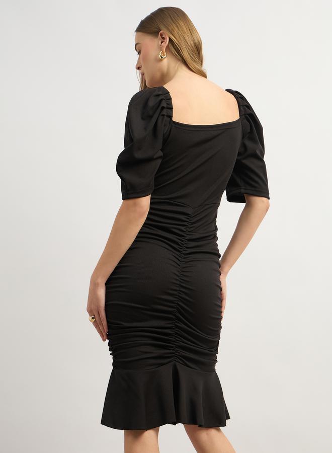 Styli Gathered Black Sheath Dress  - Image 5